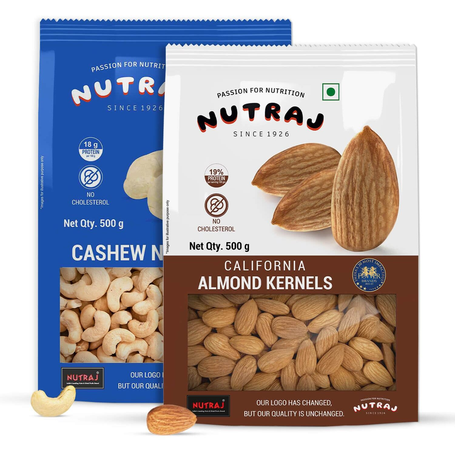 Nutraj Dried Fruits Combo of California Almonds (Badam) (500g) & Cashews (Cashew) (500g) | 1Kg (500g X 2) Delicious & Nutritious