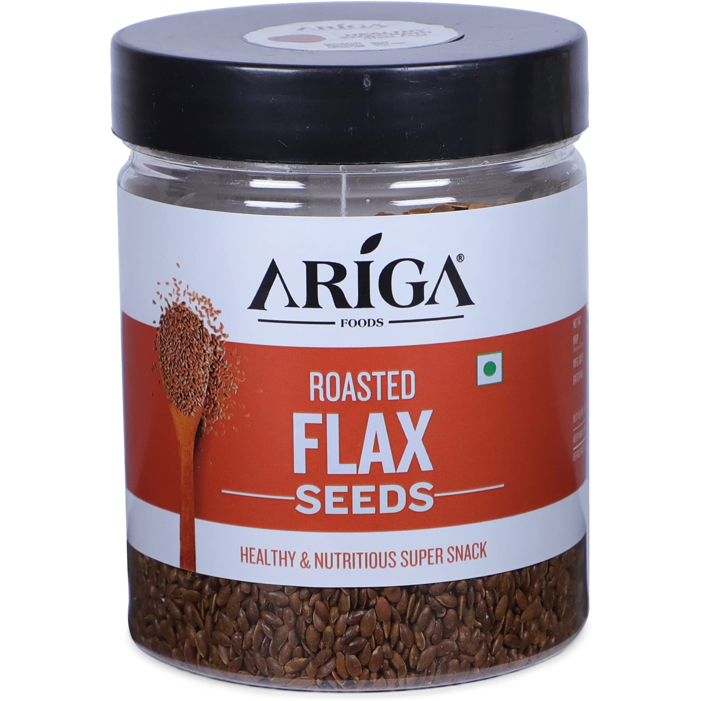 Ariga Foods Premium Roasted Flax Seeds For Weight Management | Rich in Omega-3 Fatty Acids, Proteins, Fibers and Minerals | Pet Jar 200g