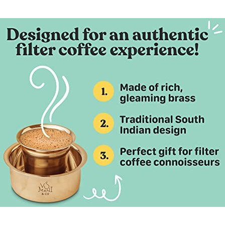 VS Mani & Co Instant Coffee Powder - Arabica Dark Roast (100gm) and Traditional Brass Dawara-Tumbler Combo