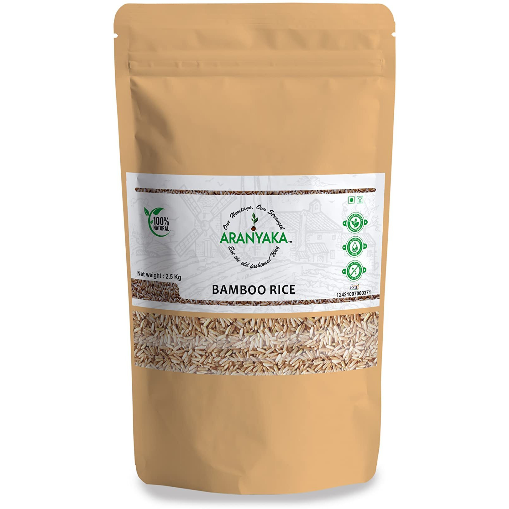 Aranyaka Kerala Wayanadan Forest Wild Bamboo Rice (2.5 Kg) | Mulayari | Small Grain, Raw | Unpolished 2500gm [From the forests of Kerala]