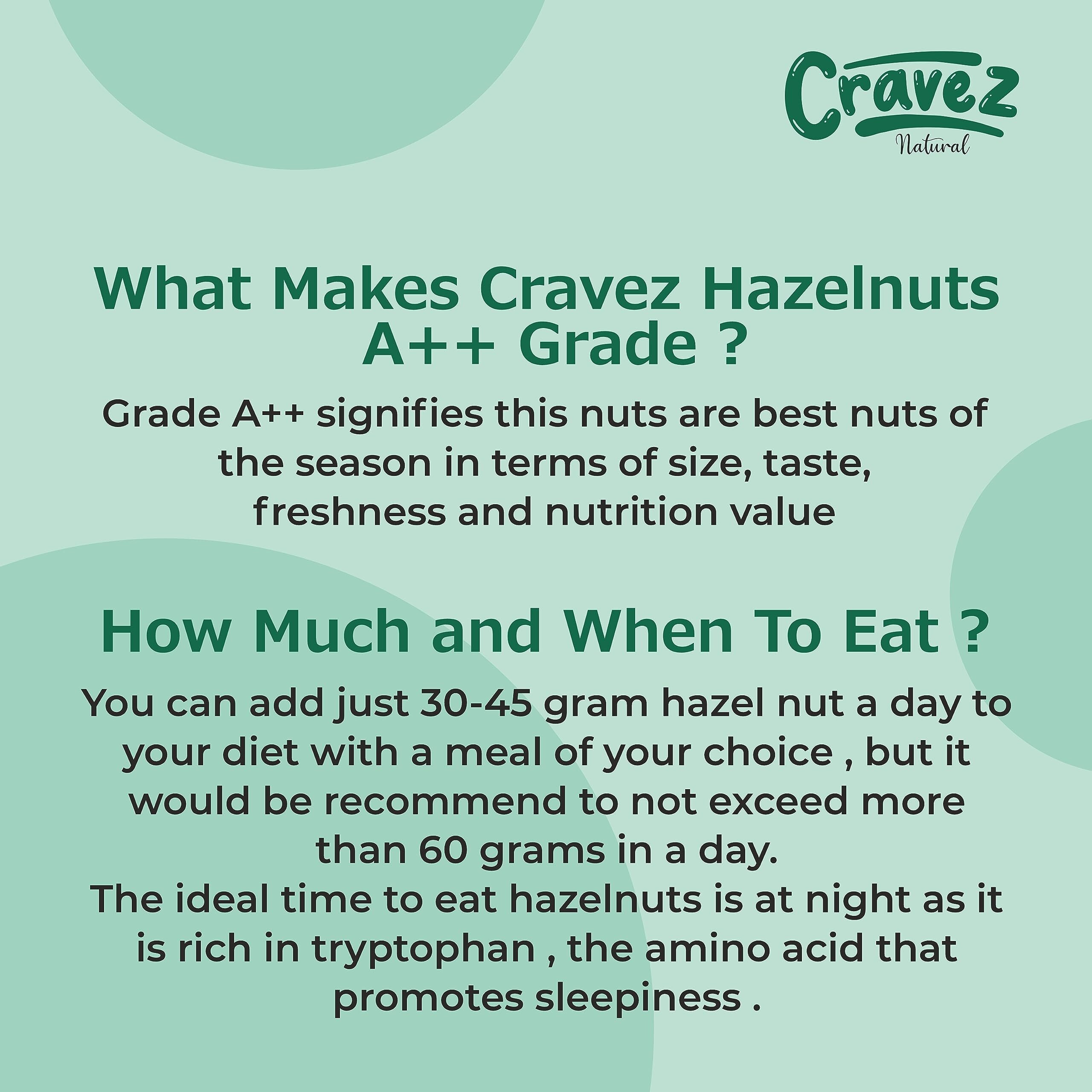 cravez Premium Hazelnuts - (1000Gm) | Unsalted And Crunchy | Excellent Source Of Omega 3 And Phenolic Compound | Hazelnut For Spread,Hazelnut Dry Fruits | Packed In Reusable Premium Jar