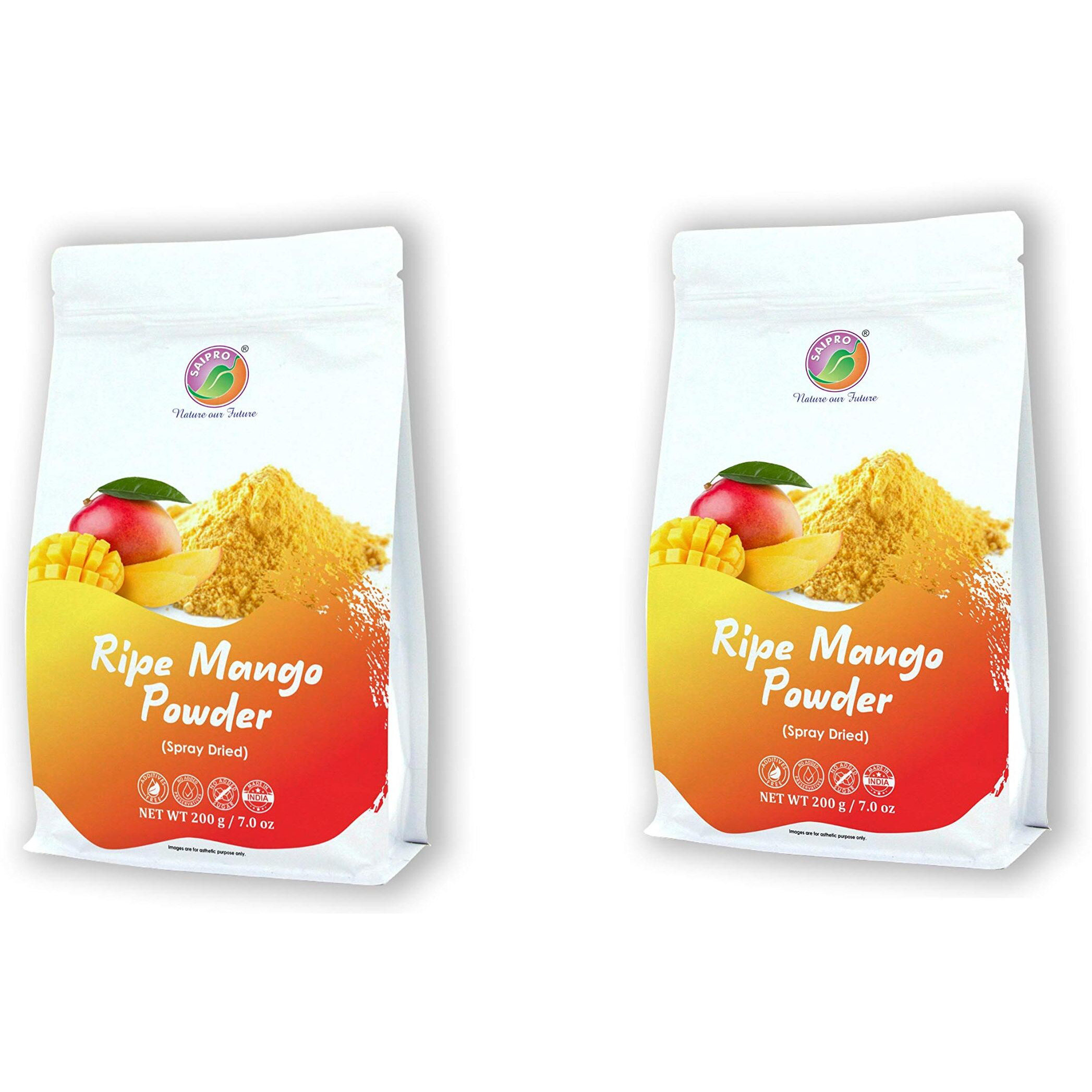 Saipros EATERY HARVEST Ripe Alphanso dried Mango Powder Weight400 g(200 g*2 packs), Alphanso Pure Mango powder For Pulp/Aamras| Juice| Cake| Milkshake| No Artificial colour, No preservatives