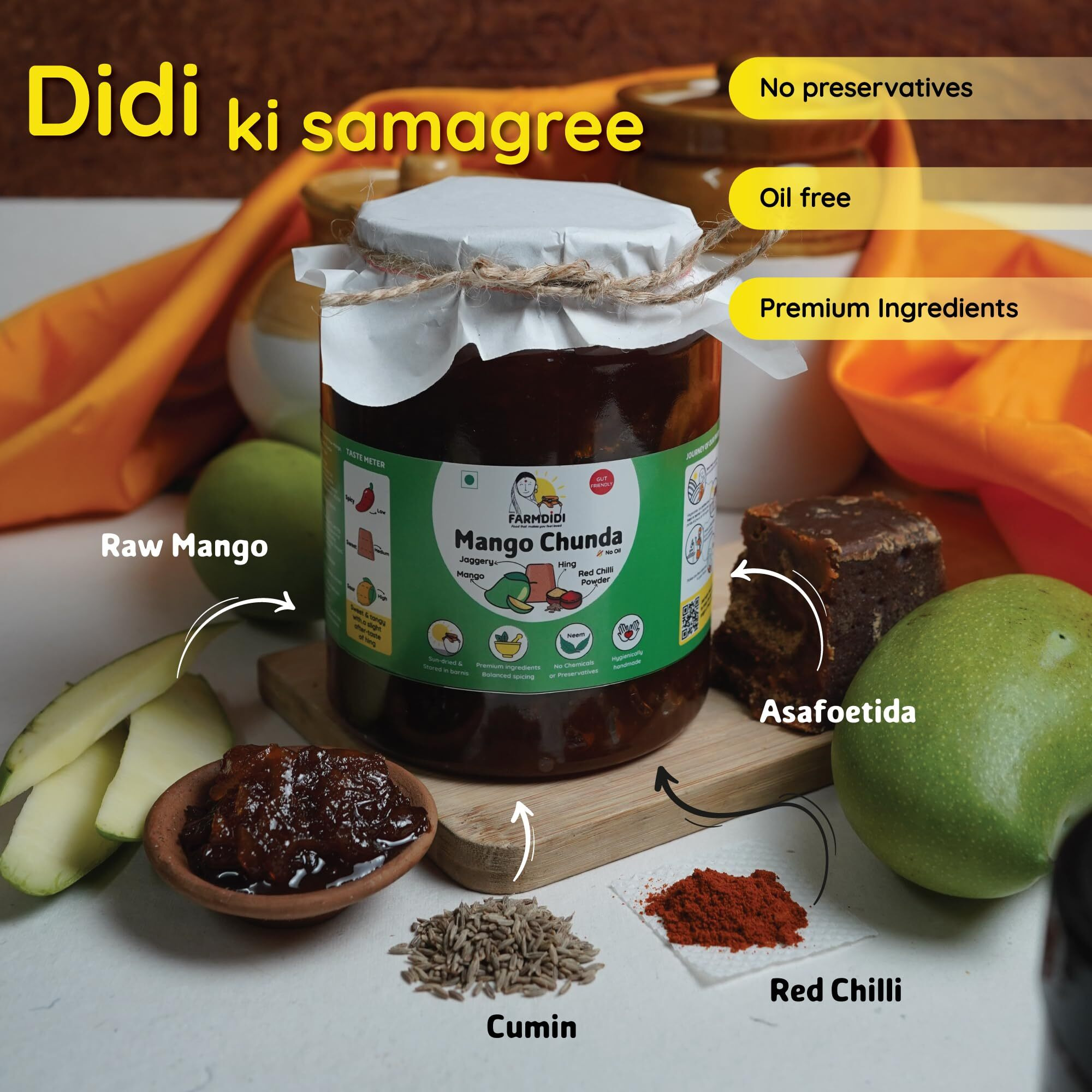 Farm Didi Mango Chunda/Murabba With Jaggery 1Kg |Aam Ka Murabba| Sweet & Tangy| Homemade |Khatta Mitha|Oil Free | No Preservatives| Oragnic