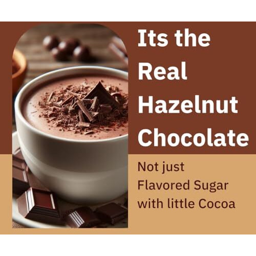 Chocoa Hazelnut Healthy Hot Chocolate Powder (20-25 Cups)| Real Hazelnut, Dark Chocolate, Vanilla| No Refined Sugar, Low Calorie| Rs. 18 Per Cup - Guilt Free Drinking Chocolate Powder for Milk (200g)