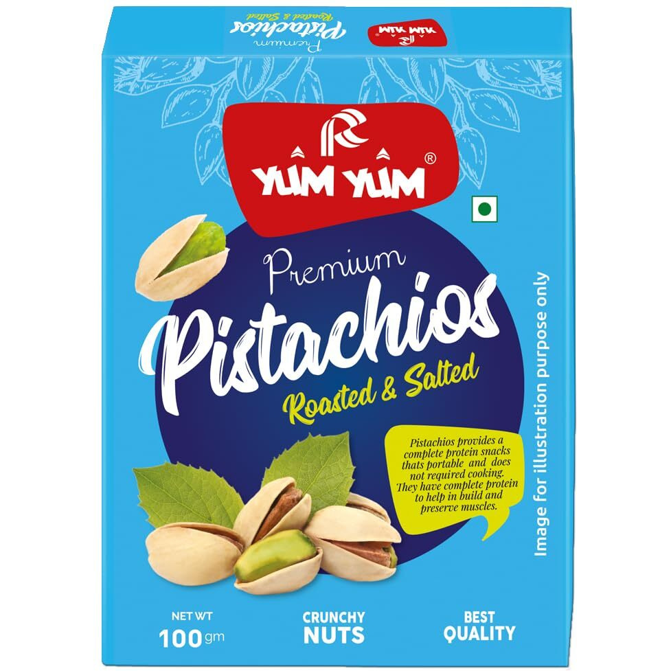 YUM YUM Premium California Roasted & Salted Pistachios 100g| Pista Dry Fruit| Tasty & Healthy| High in Protein & Dietary Fiber | Gluten Free & Low Calorie Nuts
