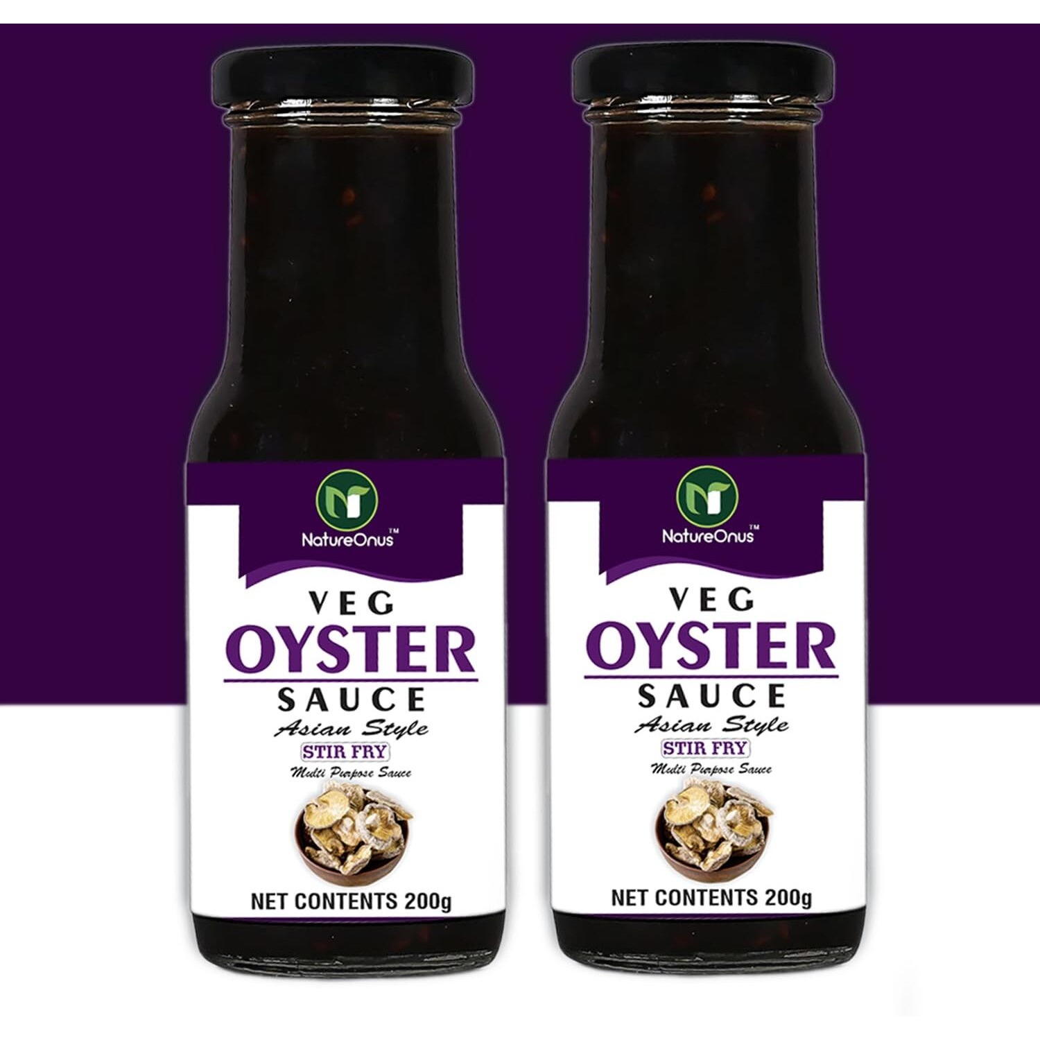 NatureOnus Veg Oyster Sauce 200g- Pack of 2 | Thai Cuisine | Oyster Sauce Stir Fry for Cooking | Get Restaurant Style Taste | Use as Ingredient or Condiment With Meat, Poultry, Vegetables & Noodles