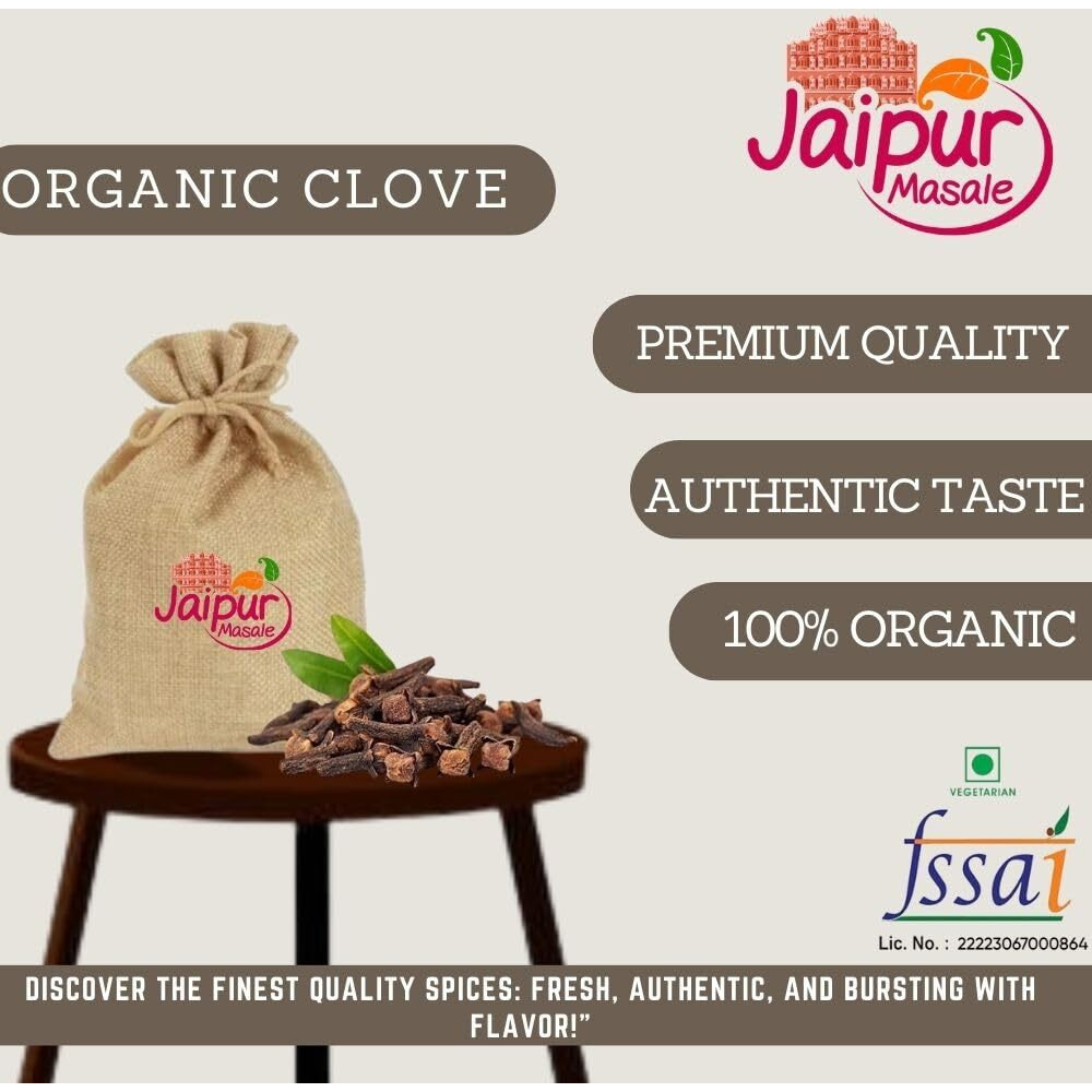 SHAAN-E JAIPUR Organic Cloves Whole | Chemical Free Laung | Organically Grown Homestead Produce | Natural Raw Dried Clove | Clove Seeds Khada Masala | 200 gm with Jute Bag
