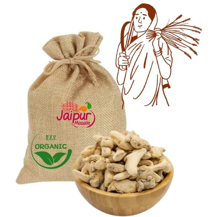 SHAAN-E JAIPUR Dry Ginger/Sukha Adrak/Sunth Whole/Sonth Sabut/Dried Adrakh Fresh and Spicy | Organically Grown | Organic Dry Ginger | Pure Sabut Saunth - 900 gm with Jute Bag