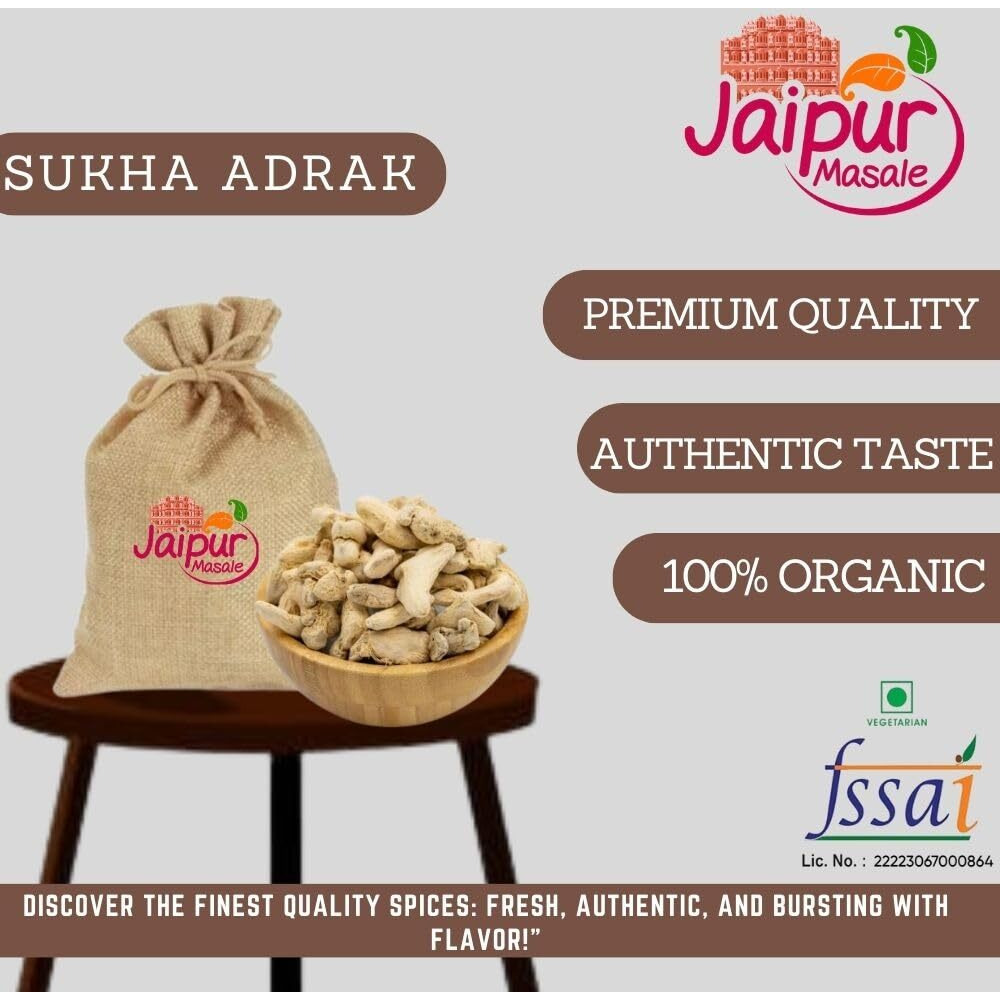 SHAAN-E JAIPUR Dry Ginger/Sukha Adrak/Sunth Whole/Sonth Sabut/Dried Adrakh Fresh and Spicy | Organically Grown | Organic Dry Ginger | Pure Sabut Saunth - 900 gm with Jute Bag