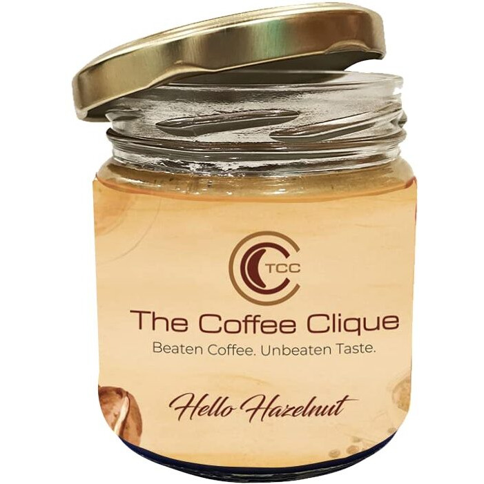 The Coffee Clique | Hello Hazelnut | Instant Coffee | Flavoured Beaten Coffee Paste | Cafe Like Cappuccino At Home | No Additional Sugar Needed | 145 Grams
