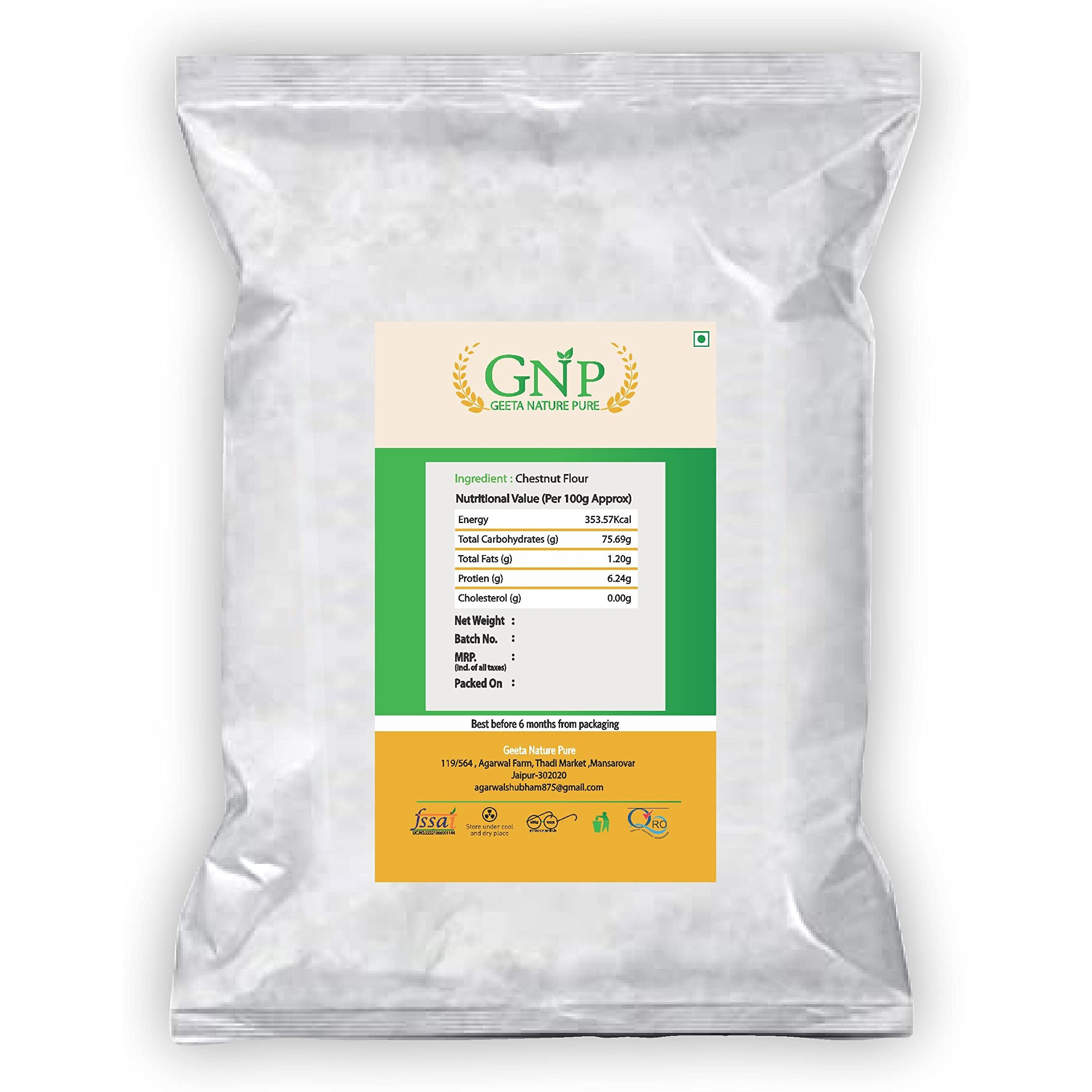 GEETA NATURE PURE Premium Gluten-Free Chestnut Flour (Singhara Atta), 250gram
