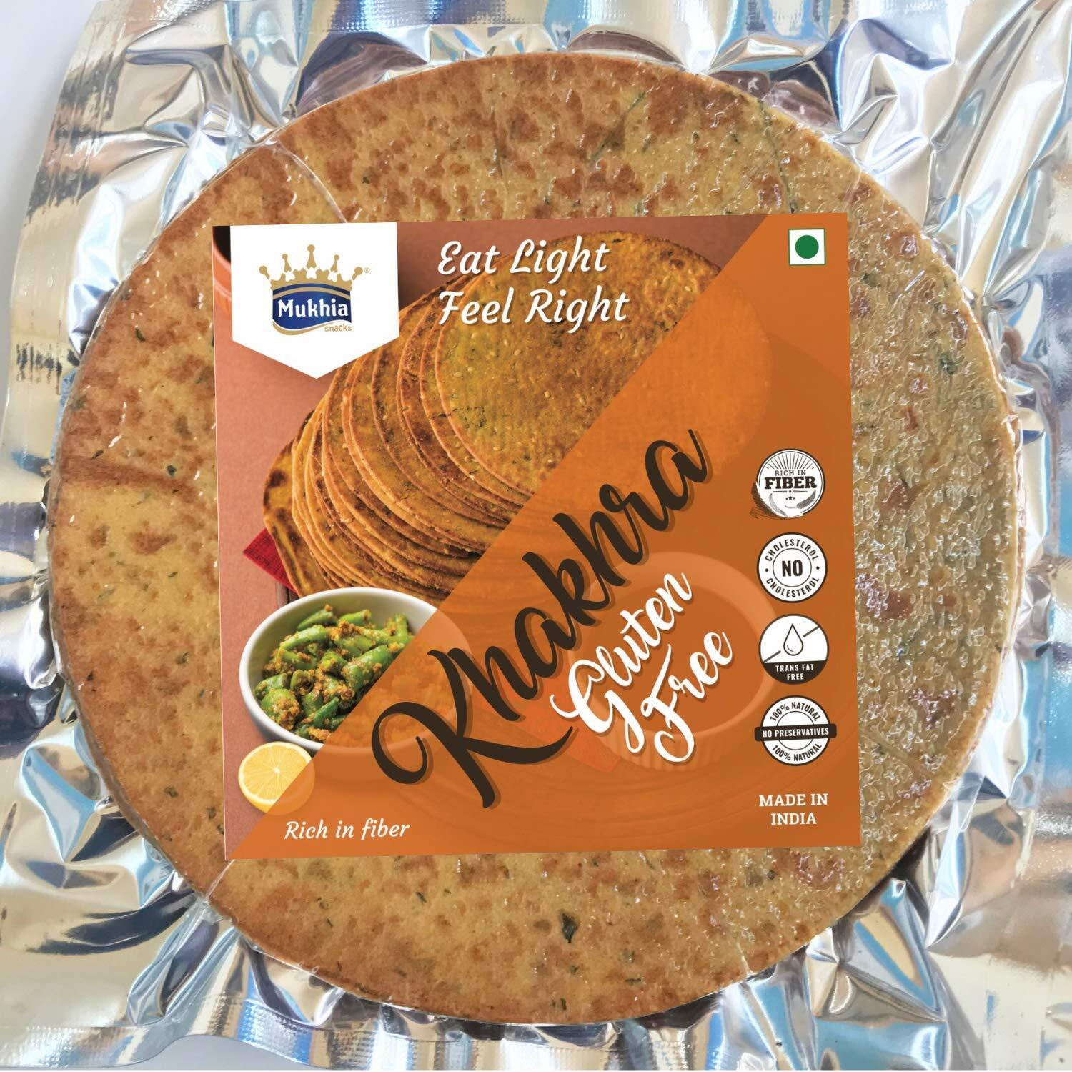 Mukhia Tasty Khakhra Flavour Khakhra Healthy Snacks Crunchy - 200 GMS Each (Gluten Free, Pack of 2) with Container