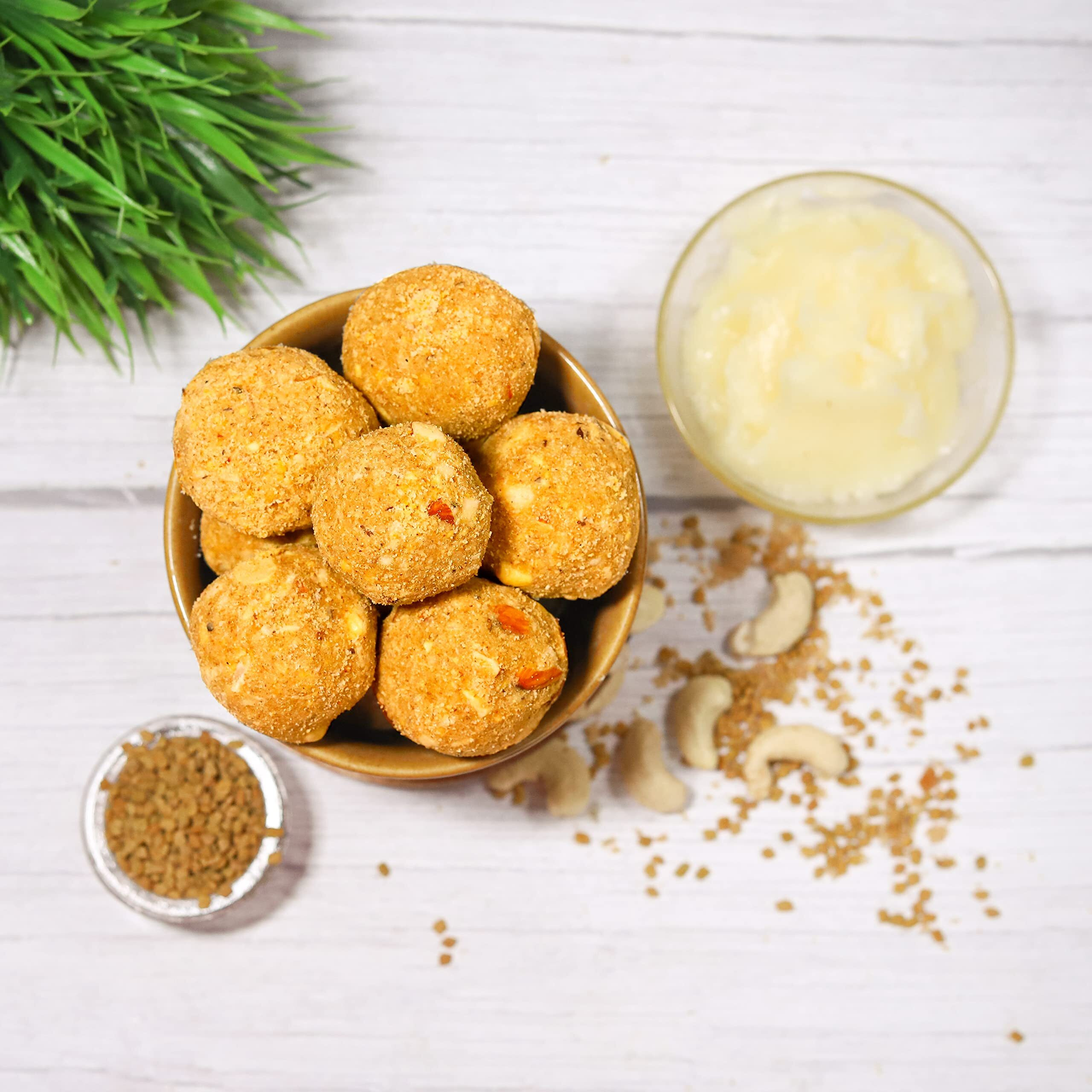 Maa Mitahara Homemade Dana Methi Laddu with Jaggery for Post Delivery | Fight Anemia & Boost Hemoglobin | Gudiya Shakkar Pure Cow Ghee Good For Post Delivery Laddu (200 gm)