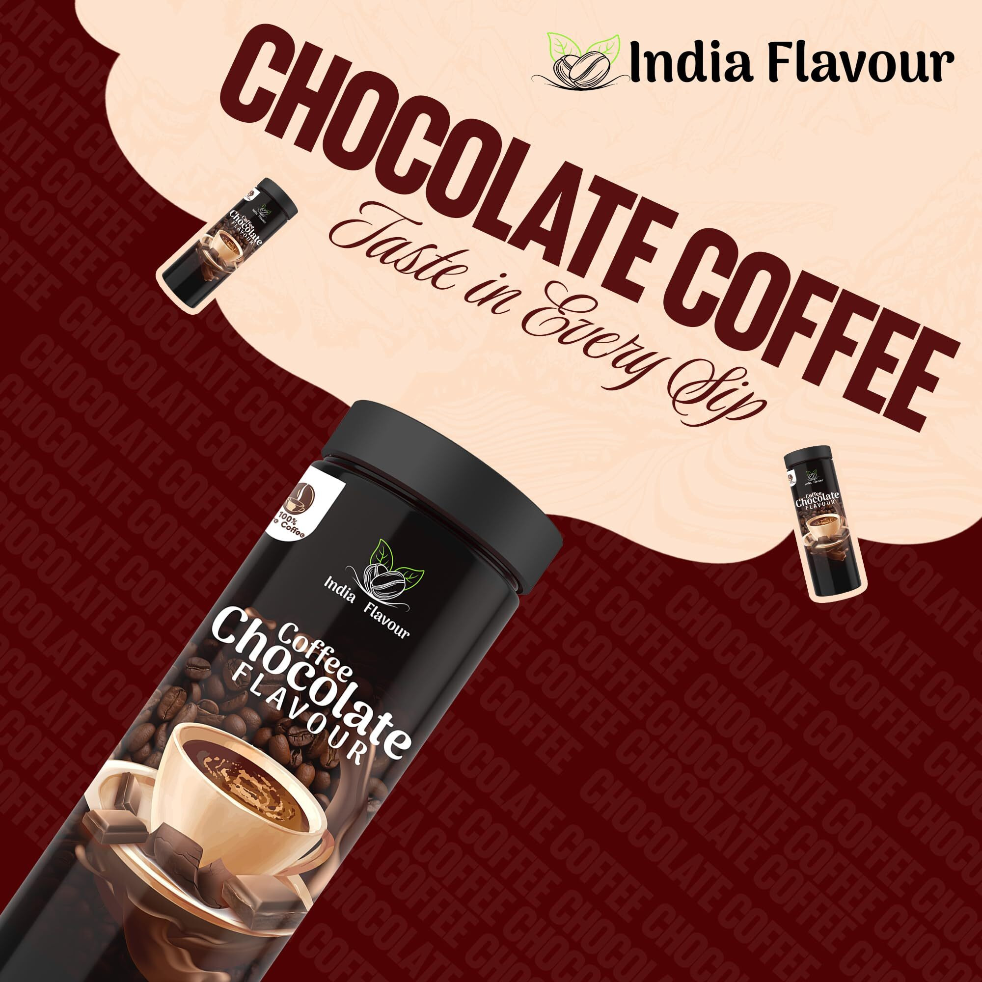 India Flavor Chocolate Mocha | Strong Instant Coffee Powder, No Chicory | 200 gm coffee, 100 Servings