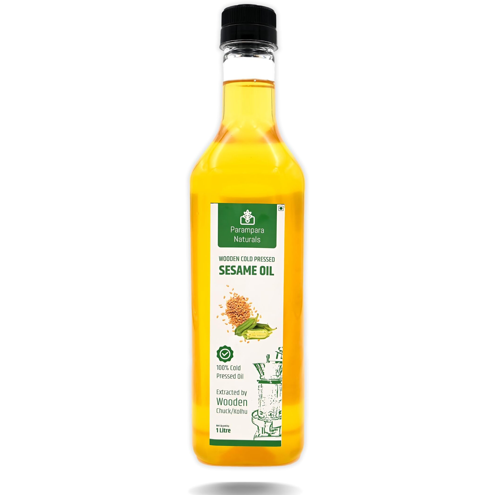 Parampara Naturals Wooden Cold Pressed Sesame Oil (Virgin/Chekku/Ghani Extracted Natural and Pure Oil, No Artificial Flavor and Preservatives, Unrefined Oil for Healthy Body and Routine 250ml