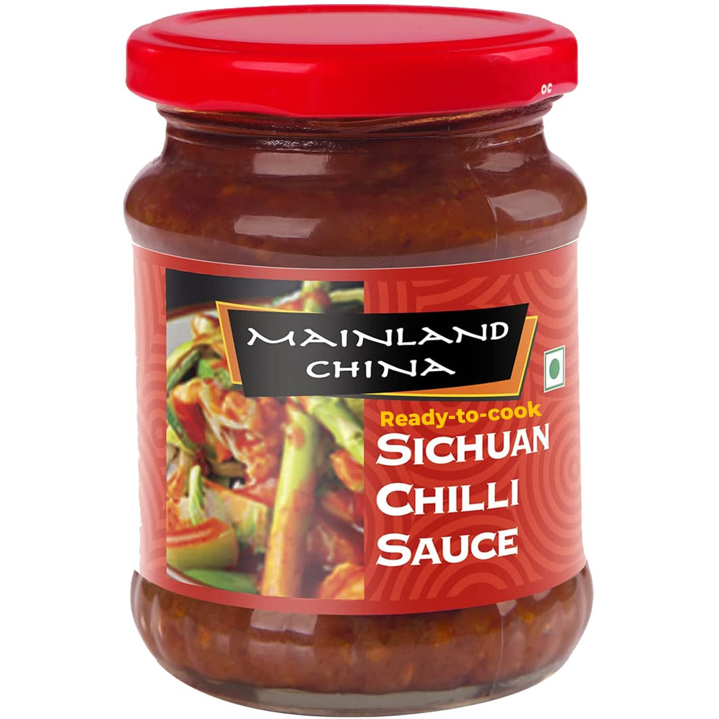 Mainland China Sichuan Chilli Sauce | Dip, Cook, Marinate, Spread & Stir Fry | Eat with Noodles, Fried Rice, Momos, Pizza, Pasta and Hot Snacks | Best Red Chilli & Green Chilli Sauce Replacement | Gluten Free | 100% Vegan | Natural Ingredients | 225 gms | Pack of 1