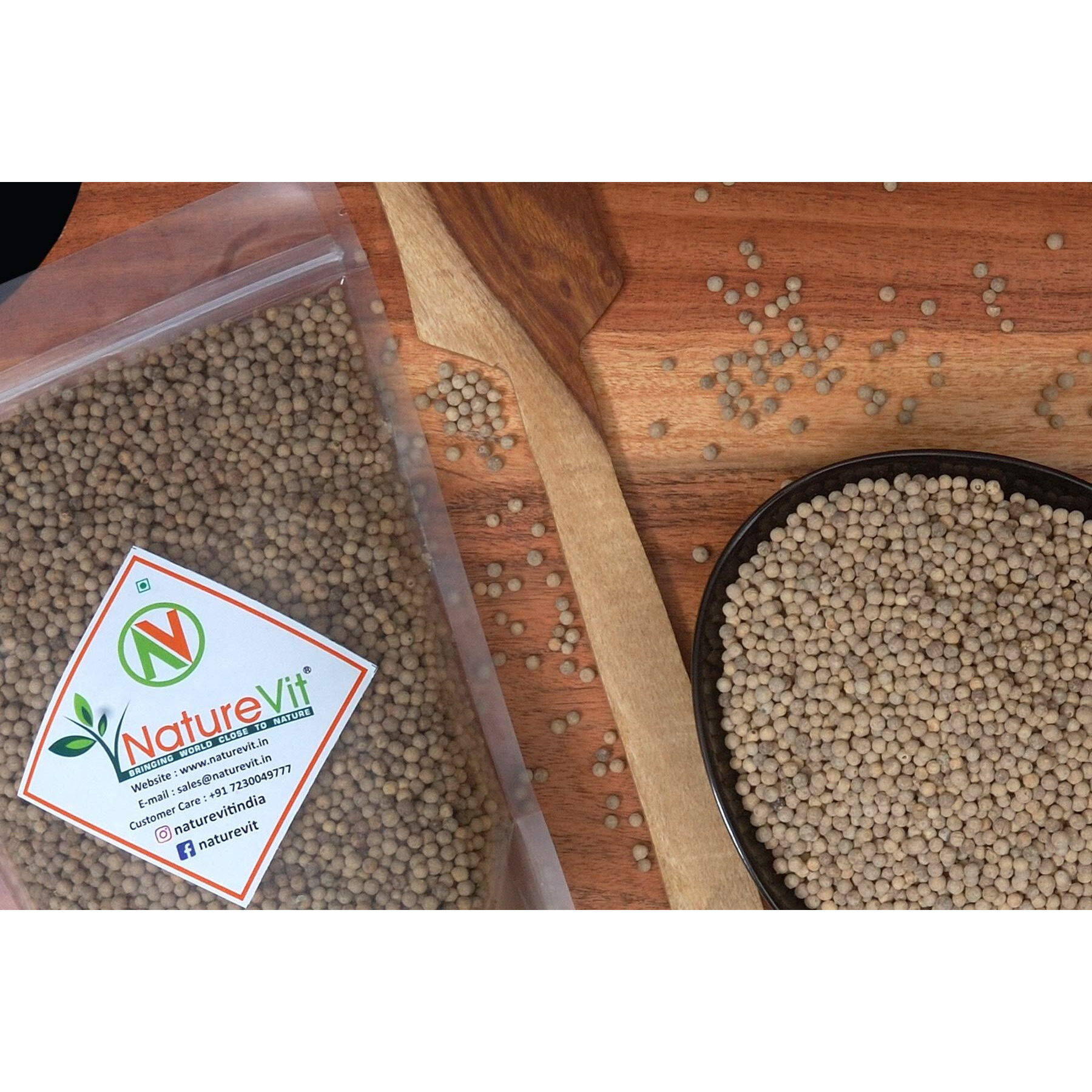 Nature Vit Whole White Pepper - 1.6 Kg (Sabut Safed Mirch)