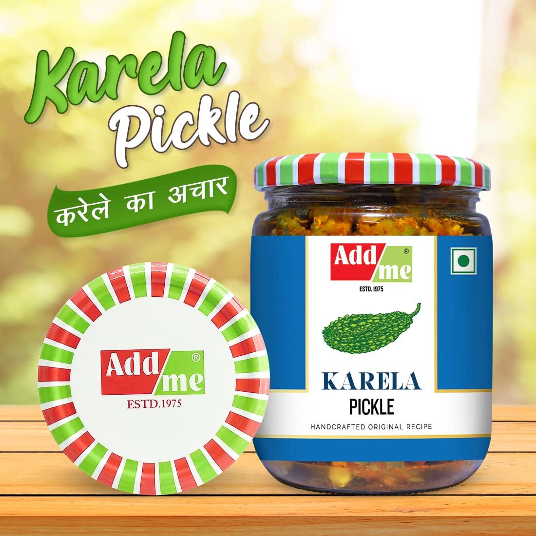 Add me Bitter Gourd Karela Achar Homemade Very Less Mustard Oil 500gm Pickles Glass Pack