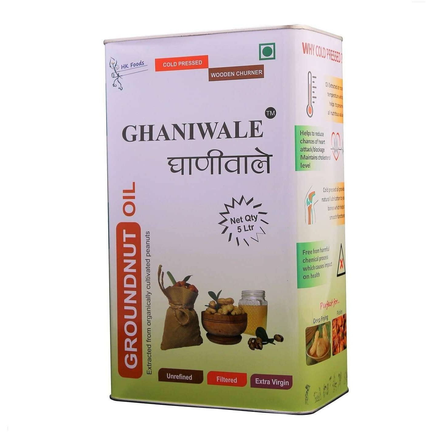 GHANIWALE Cold Press Organic Groundnut Oil (10 Liter)