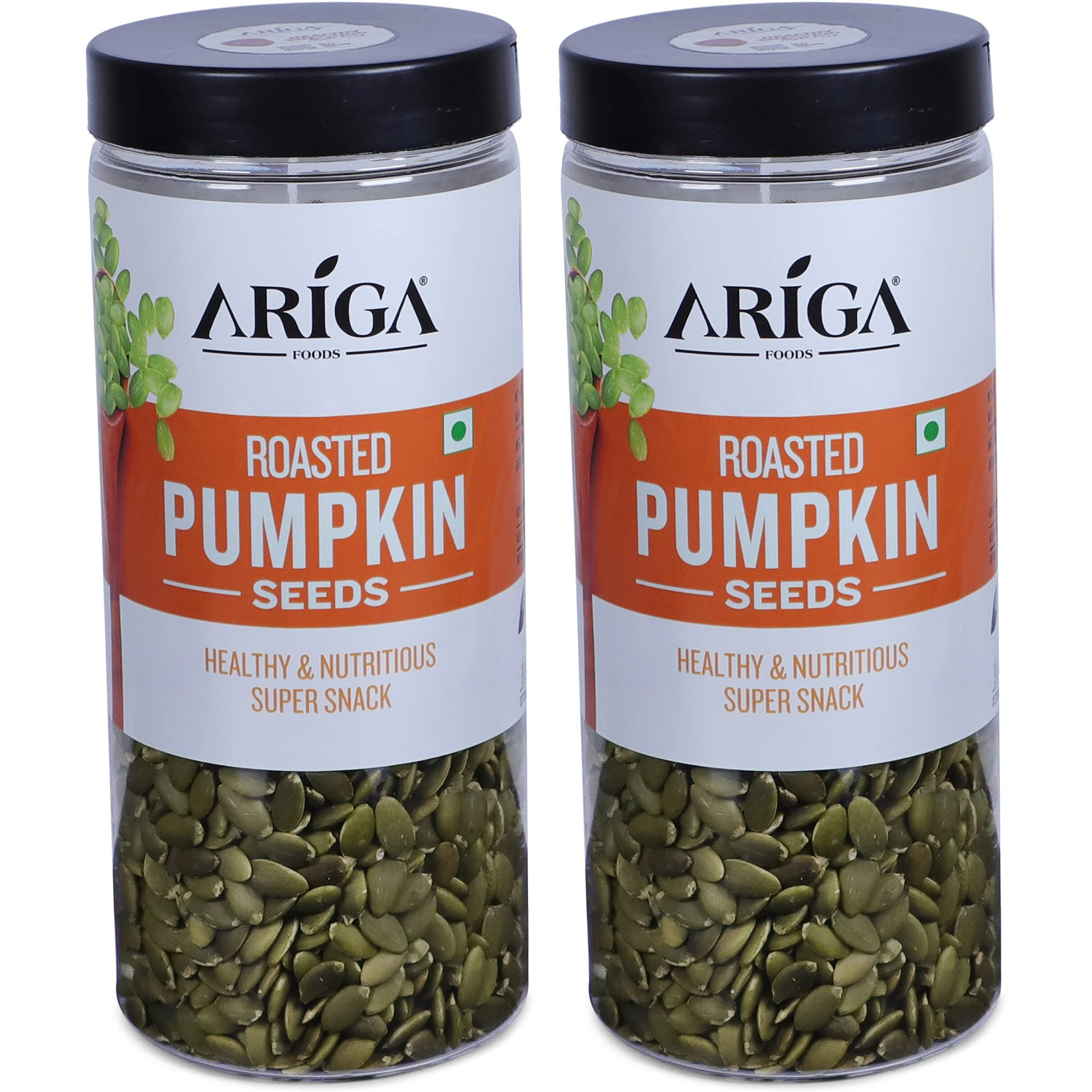 Ariga Foods Pumpkin Seeds Roasted Immunity Booster For Weight Loss in Pet Jar 1kg | Rich Source of Omega 3 | Highly Nutritious Snack | Rich in Protein, Dietary Fibre, Zinc & Magnesium (2x500g each)