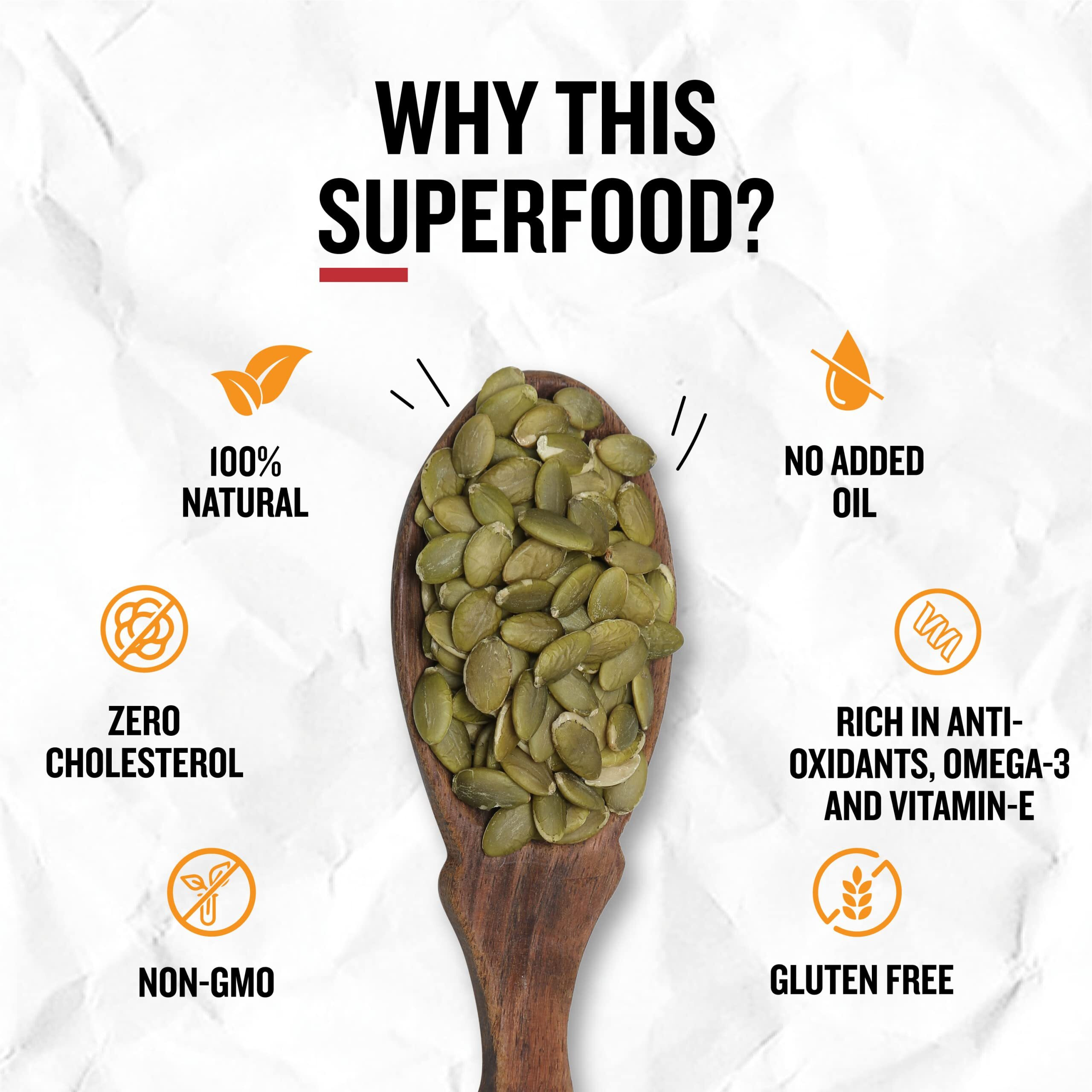 Ariga Foods Pumpkin Seeds Roasted Immunity Booster For Weight Loss in Pet Jar 1kg | Rich Source of Omega 3 | Highly Nutritious Snack | Rich in Protein, Dietary Fibre, Zinc & Magnesium (2x500g each)