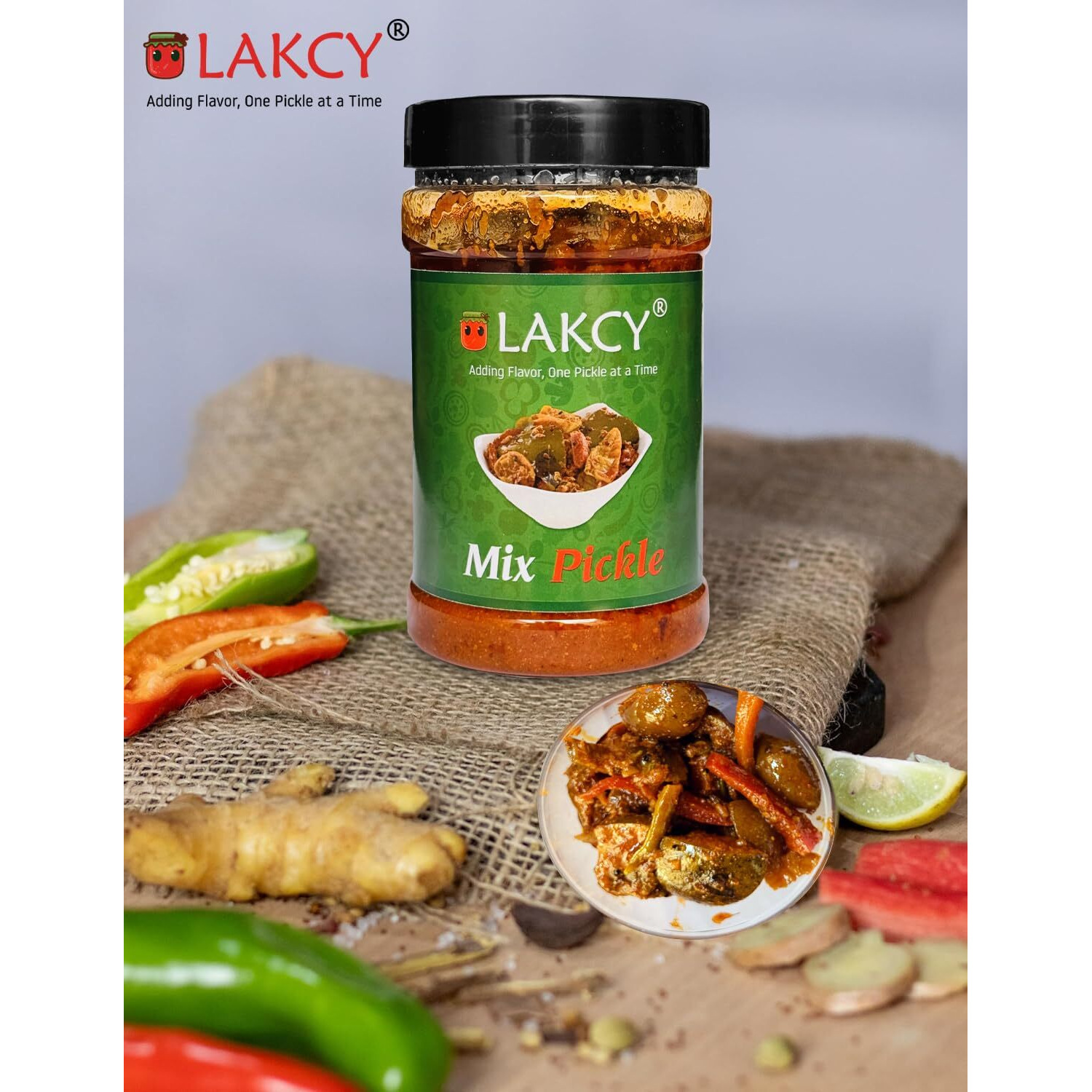 LAKCY Natural Tangy Homemade Taste Mixed Pickles 400g | Made with Cold Pressed Mustard Oil | Hygienic Preparation & Packing | Mango, Lime, Green Chilli, Carrot, Turnip, Dela, Ginger, Lotus stem