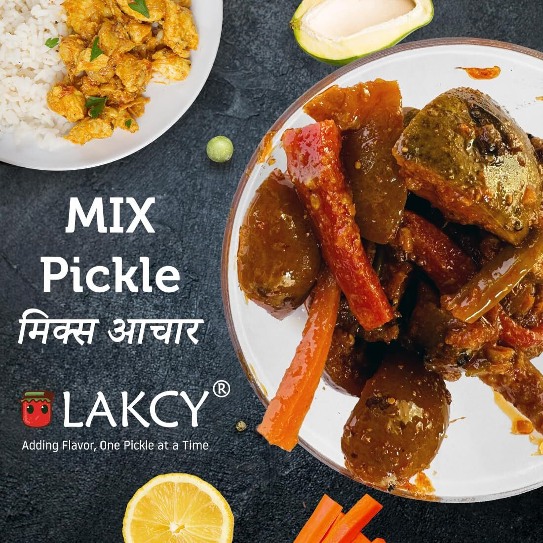 LAKCY Natural Tangy Homemade Taste Mixed Pickles 400g | Made with Cold Pressed Mustard Oil | Hygienic Preparation & Packing | Mango, Lime, Green Chilli, Carrot, Turnip, Dela, Ginger, Lotus stem