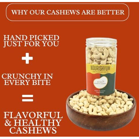 Nourishyum Premium WW320 (Grade A++) Cashews 500g With Reusable Jar | Whole Kaaju | 100% Natural King Size Kaju | Nuts & Dry Fruits | Healthy Snacks | Dry Fruit Gift Pack