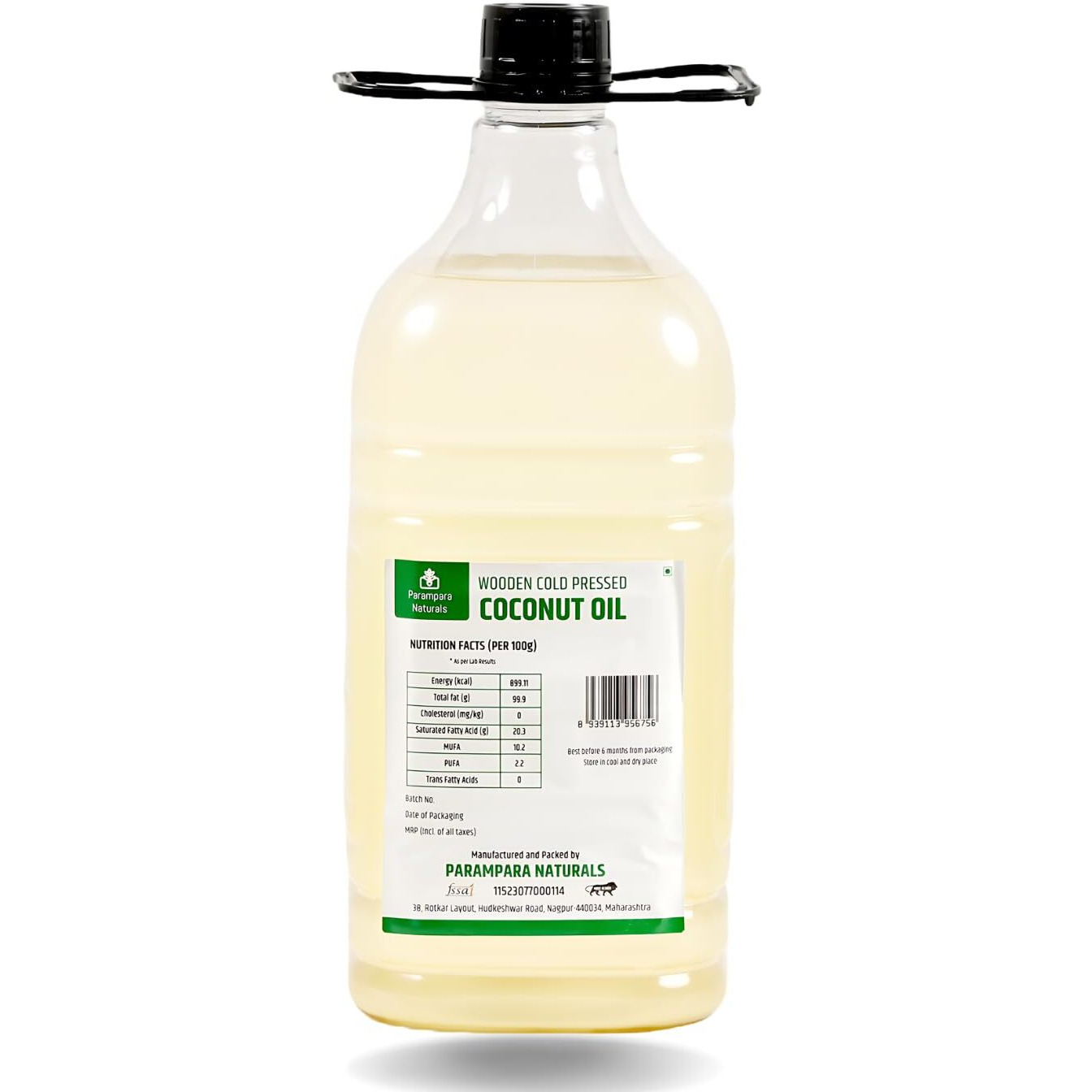 Parampara Naturals Coconut Oil Wooden Cold Pressed Virgin Coconut Oil Edible, Kohlu, Chuck Cold Press Extracted Oil for Cooking, Hair & Smooth Skin Moisturizer 5 Ltr