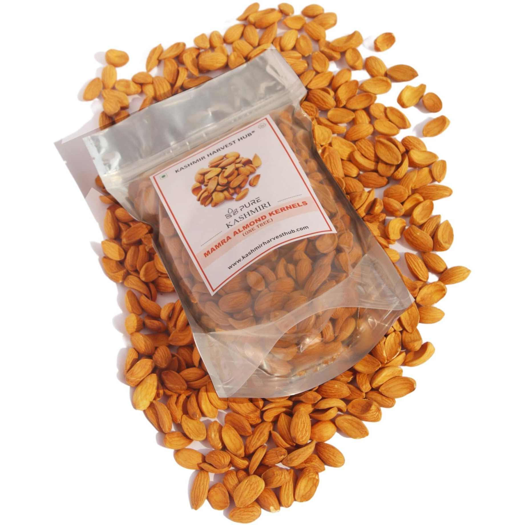 Kashmir Harvest Hub Pure Kashmiri Mamra Almonds | 100% Natural | Authentic | Organic | A++ Grade | Rich Oil Content - 800g