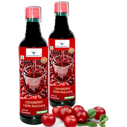 TRUEDREAMALL Cranberry Juice- Pure Quality, Unsweetened, Pure & Organic (750 ml Concentrated) Pack of 2