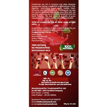 TRUEDREAMALL Cranberry Juice- Pure Quality, Unsweetened, Pure & Organic (750 ml Concentrated) Pack of 2