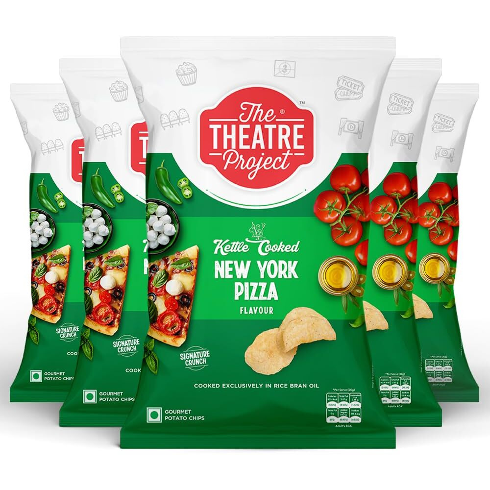 The Theatre Project Kettle Cooked Chips, New York Pizza Chips, Potato Chips, Combo Pack of 5 Pouch, 410g