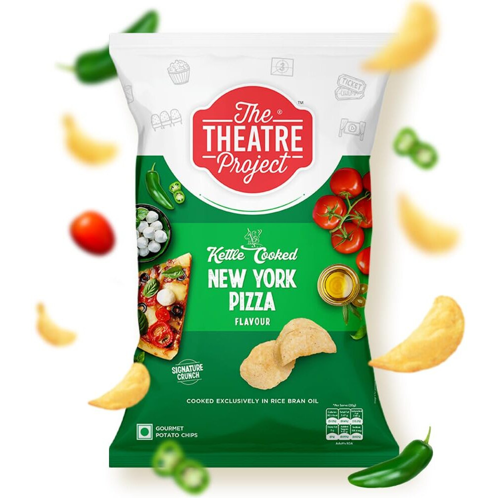 The Theatre Project Kettle Cooked Chips, New York Pizza Chips, Potato Chips, Combo Pack of 5 Pouch, 410g