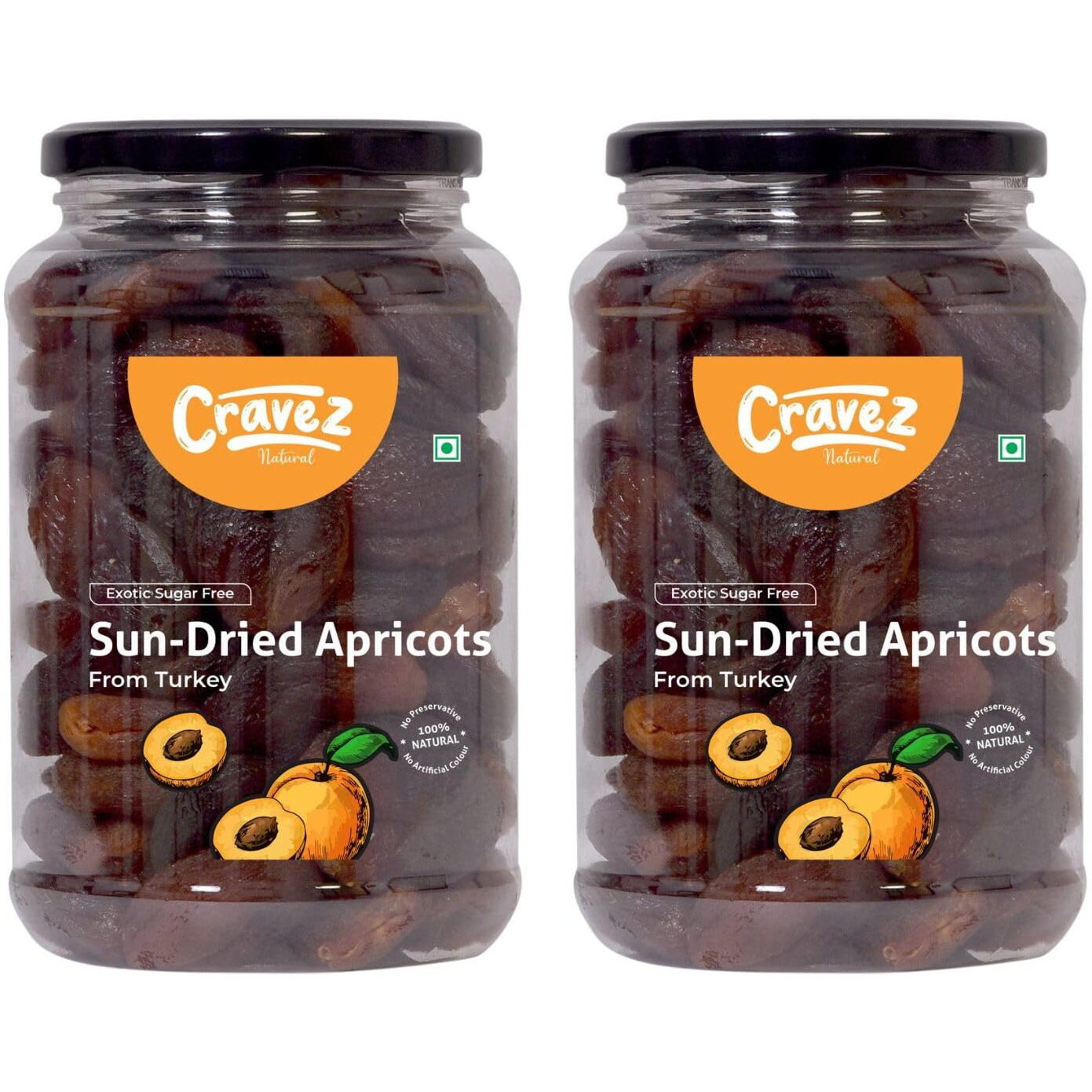 cravez Sun-Dried Seedless Apricots - Khumani Premium Dried Apricots | No Added Sugar, Gluten-Free, Sodium-Free | Sweet Dry Fruits - 1000Gm