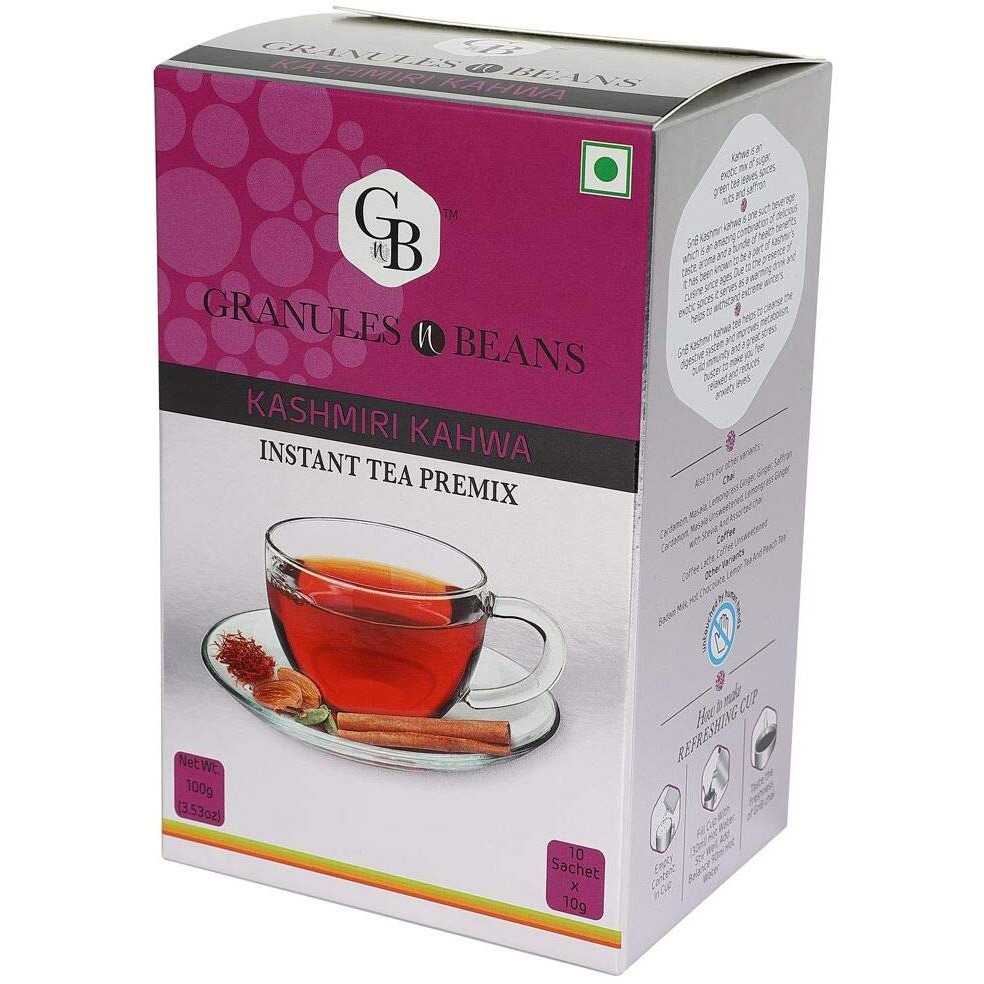Granules n Beans Kashmiri Kahwa Instant Tea Premix - (10 Sachet x 10g  100g)