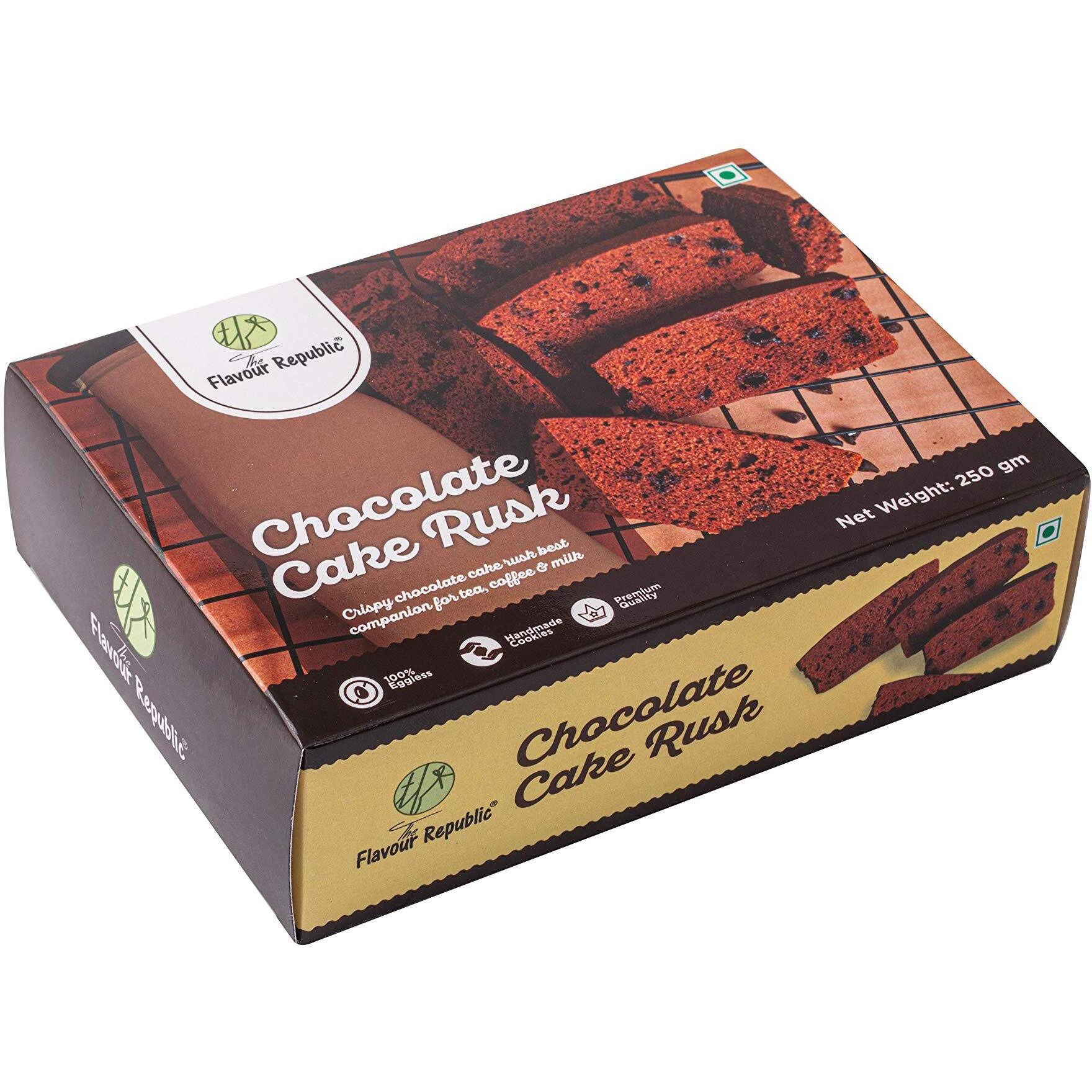 The Flavour Republic Handmade Pure Vegetarian Premium Chocolate Cake Rusk with Chocolate Chips (Combo Pack 2x250 gms, 500 gms)