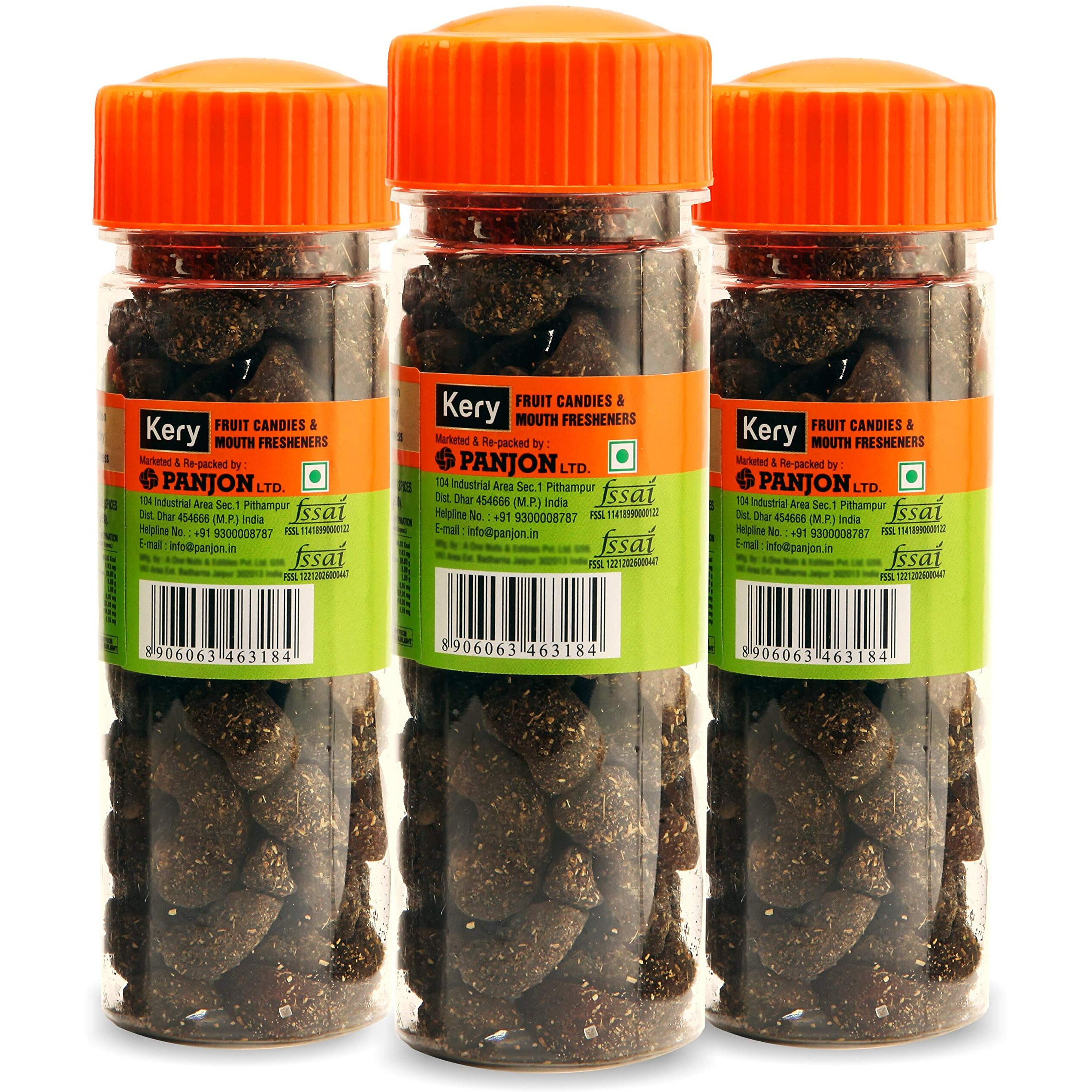 Kery Chatpata Amla Spicy Mouth Freshener [Amla Dried Fruit With Masala] 3 Bottles, 600 Gm