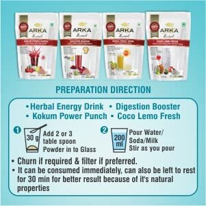 Arka All Natural 3 Pk Herbal Energy Drink Powder Healthy Hydration Instant Drink Caffeine Free Powdered Mix - 230g Each