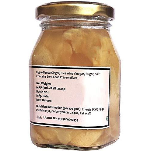 The Food Art Factory Pickled Ginger (Sushi Ginger/Gari) Homemade & Handcrafted, Gluten Free, with Zero Preservatives, No Artificial Colors & Flavours, 180 gms
