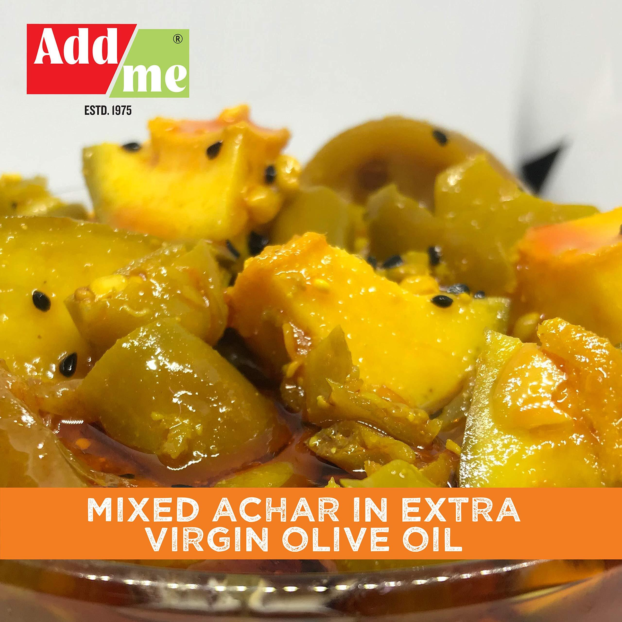 Add me Mango Lemon Chilli Mixed Pickle 500g Aam nimbu mirchi Achar in Olive Oil 500gm, Homemade Mix Pickles 500 gm Glass Pack