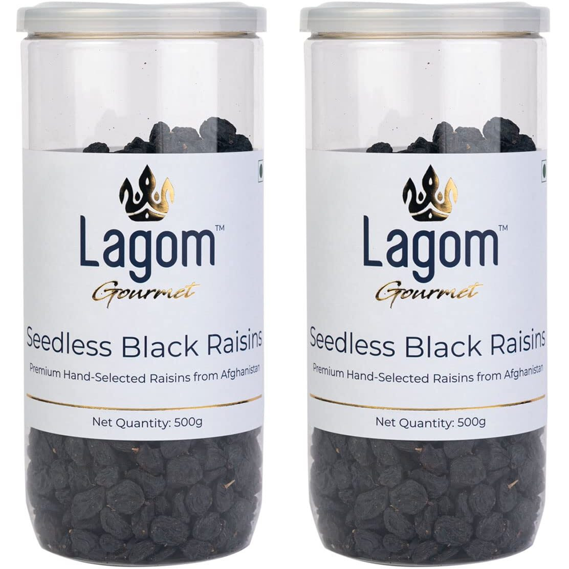 Lagom Gourmet Seedless Black Raisins 1 kg | All Natural | No Preservatives | No Added Sugar | Gluten Free | Vegan | Plant Based | Non GMO | Raisins Dry Fruit | Kismis | Kishmish
