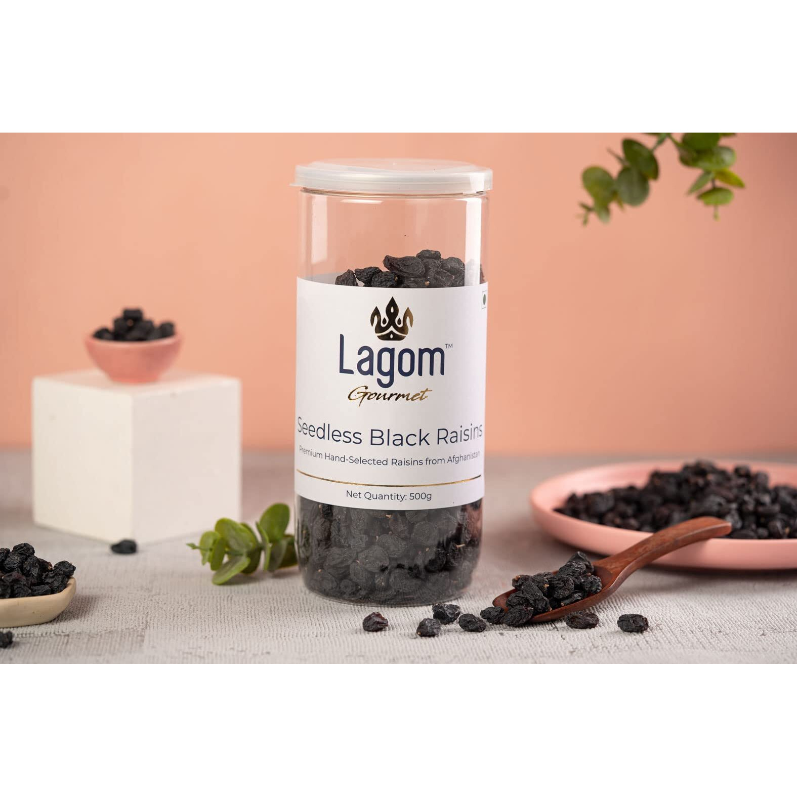 Lagom Gourmet Seedless Black Raisins 1 kg | All Natural | No Preservatives | No Added Sugar | Gluten Free | Vegan | Plant Based | Non GMO | Raisins Dry Fruit | Kismis | Kishmish