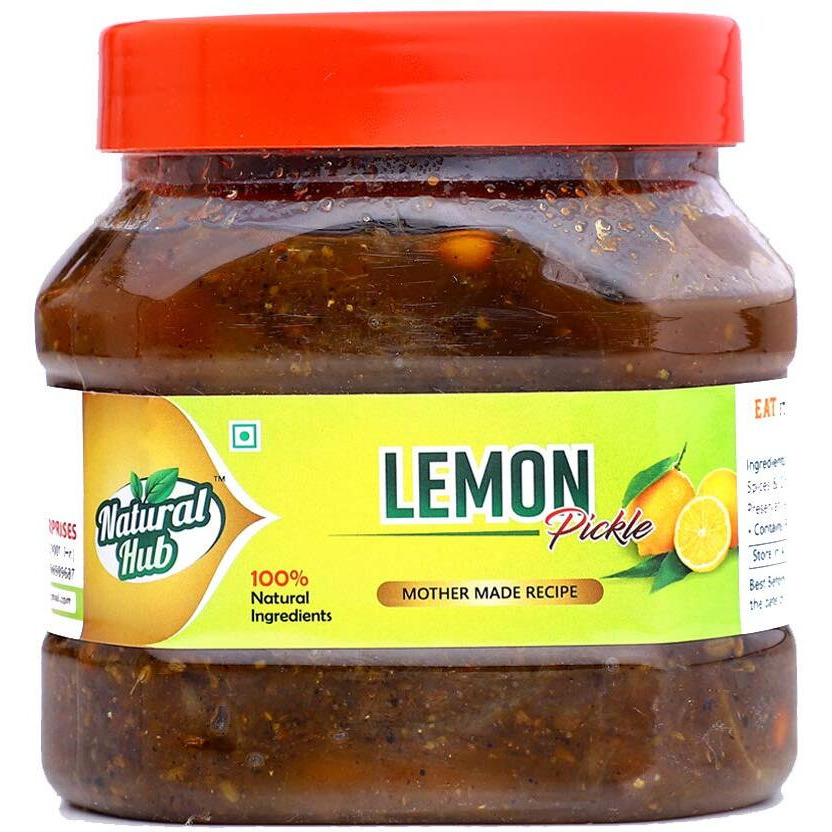 Natural Hub Homemade Organic Sweet and Sour Lemon Pickle Tasting Bitter & Sweet, Nimbu Ka Achaar (Meetha Lemon, 500 gm)