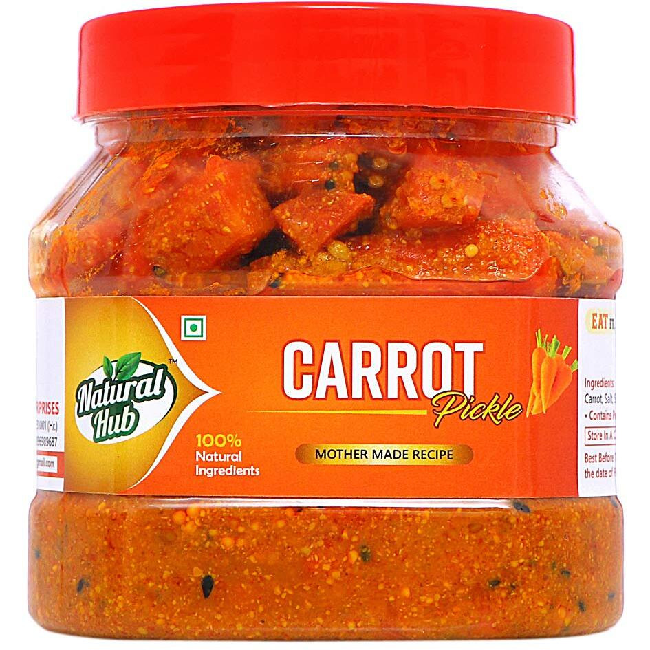 Natural Hub Homemade Chatpata Carrot Pickle, Gajar Ka Achaar(Carrot, 500 gm)