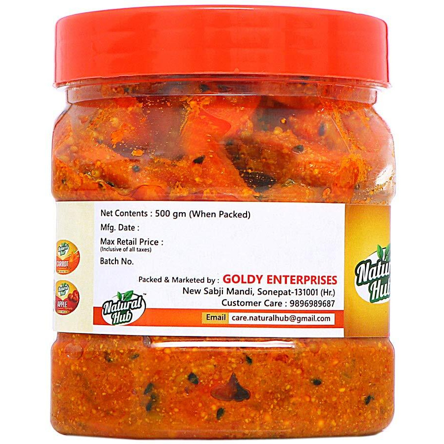 Natural Hub Homemade Chatpata Carrot Pickle, Gajar Ka Achaar(Carrot, 500 gm)