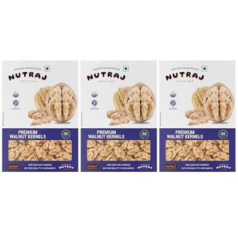 Nutraj Premium Walnut Kernels (Without Shell) 600g (3 x 200g) | Delicious & Crunchy Walnut Giri | High in anti-oxidants | Rich in Omega-3