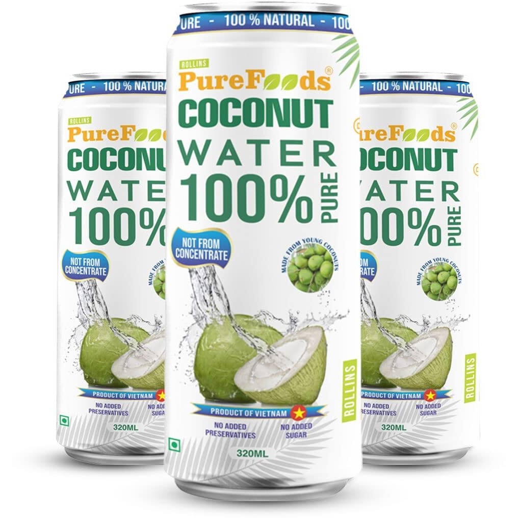 ROLLINS PureFoods Vietnamese Tender Coconut Water, 100% Pure & Natural | Nariyal Paani for Daily Hydration & Healthy Skin | (Pack Of 3, 320 ML Each)