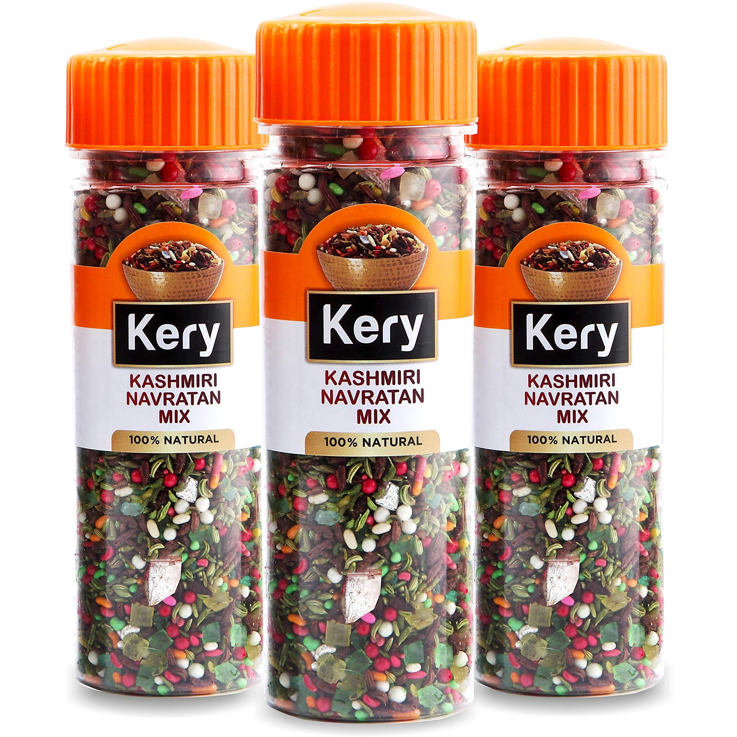 Kery Kashmiri Navratan Mix Mukhwas [Elaichi Mix Mouth Freshener] 3 Bottles, 420 Gram