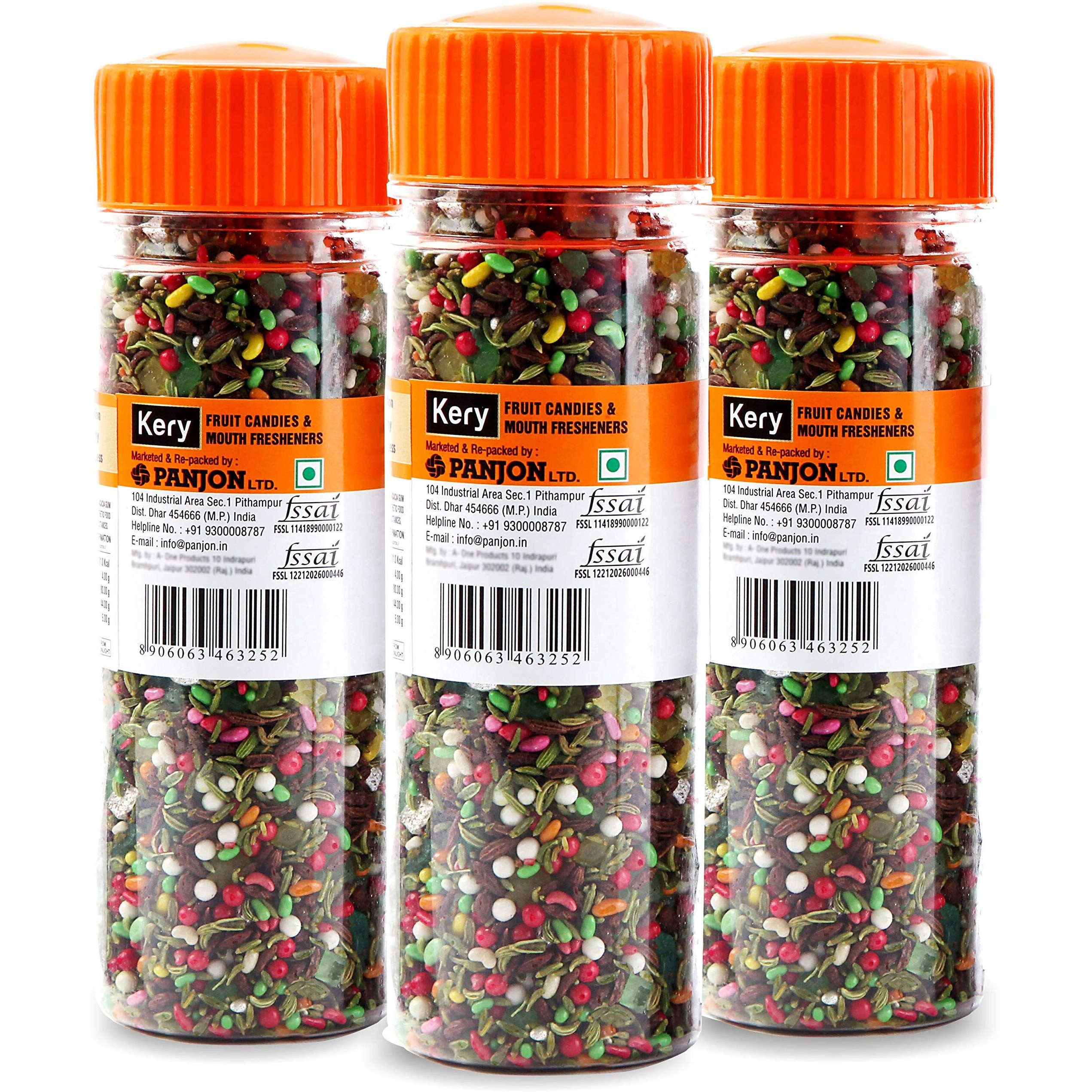 Kery Kashmiri Navratan Mix Mukhwas [Elaichi Mix Mouth Freshener] 3 Bottles, 420 Gram